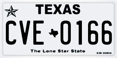 TX license plate CVE0166