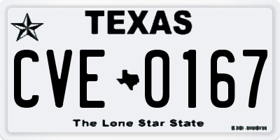 TX license plate CVE0167