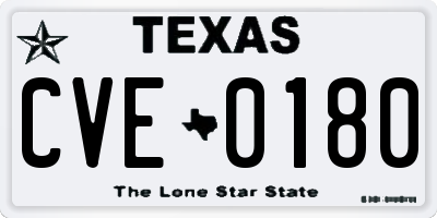 TX license plate CVE0180