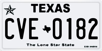 TX license plate CVE0182