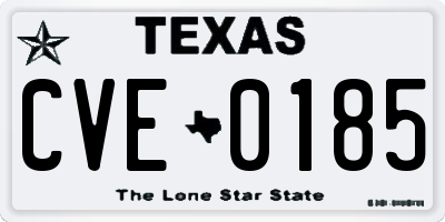 TX license plate CVE0185