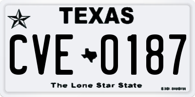 TX license plate CVE0187