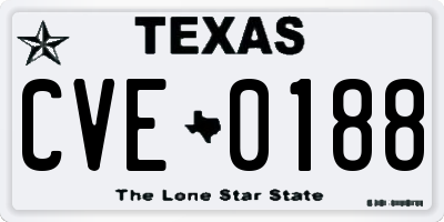 TX license plate CVE0188