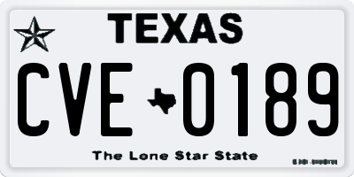 TX license plate CVE0189