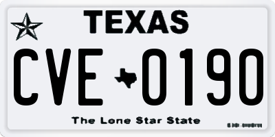 TX license plate CVE0190