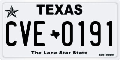 TX license plate CVE0191