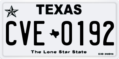 TX license plate CVE0192