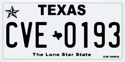 TX license plate CVE0193