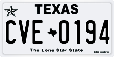 TX license plate CVE0194