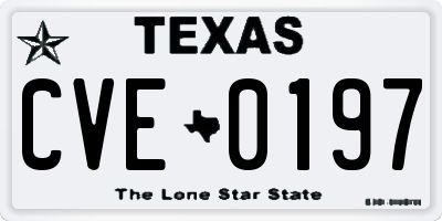 TX license plate CVE0197
