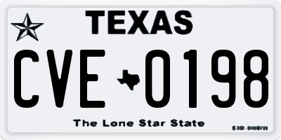 TX license plate CVE0198