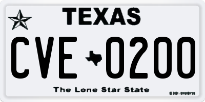 TX license plate CVE0200