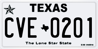 TX license plate CVE0201