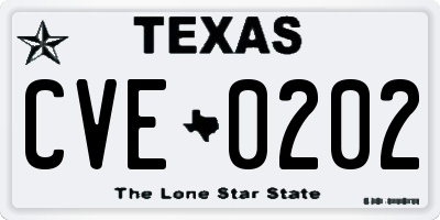 TX license plate CVE0202