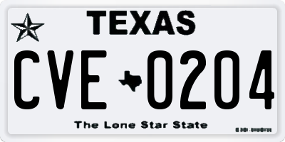 TX license plate CVE0204