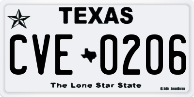 TX license plate CVE0206