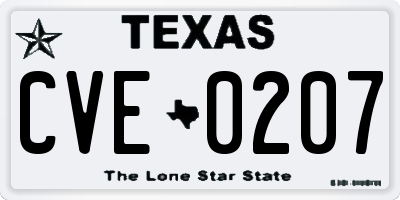 TX license plate CVE0207