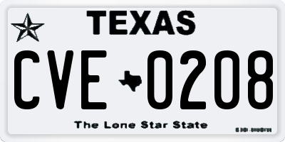 TX license plate CVE0208
