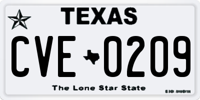 TX license plate CVE0209