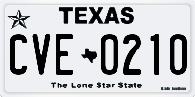 TX license plate CVE0210