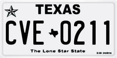 TX license plate CVE0211