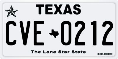 TX license plate CVE0212