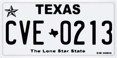 TX license plate CVE0213