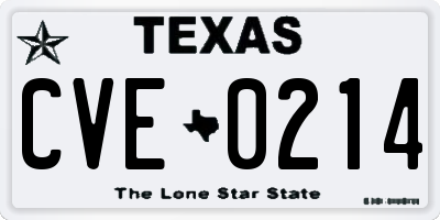 TX license plate CVE0214
