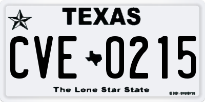 TX license plate CVE0215