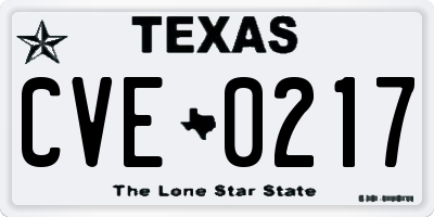 TX license plate CVE0217