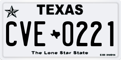 TX license plate CVE0221
