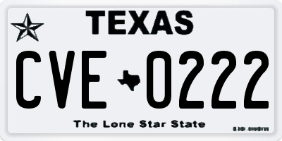 TX license plate CVE0222