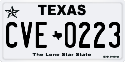 TX license plate CVE0223
