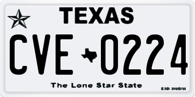 TX license plate CVE0224