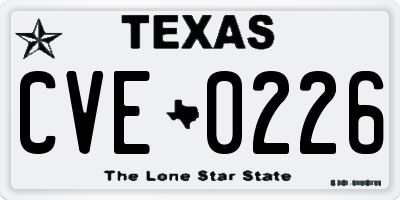 TX license plate CVE0226