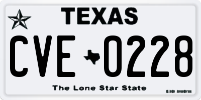 TX license plate CVE0228