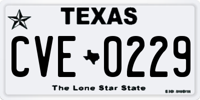 TX license plate CVE0229