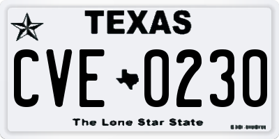 TX license plate CVE0230