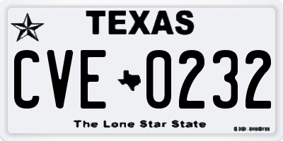 TX license plate CVE0232
