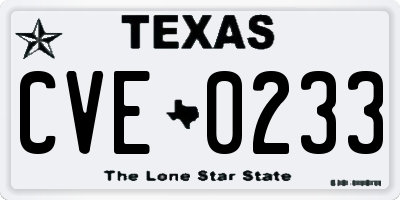 TX license plate CVE0233