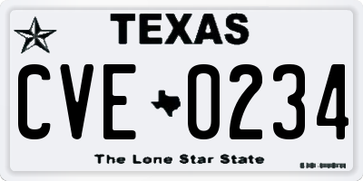 TX license plate CVE0234