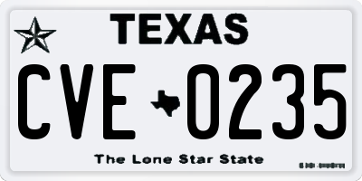 TX license plate CVE0235