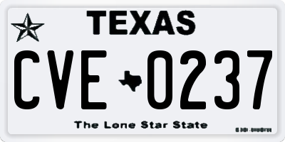 TX license plate CVE0237
