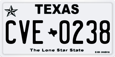 TX license plate CVE0238