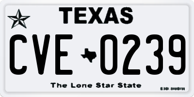 TX license plate CVE0239