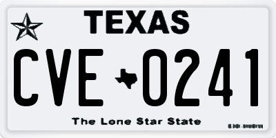 TX license plate CVE0241