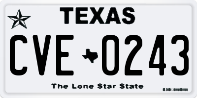 TX license plate CVE0243