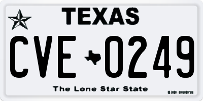 TX license plate CVE0249