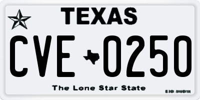 TX license plate CVE0250