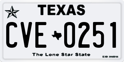TX license plate CVE0251